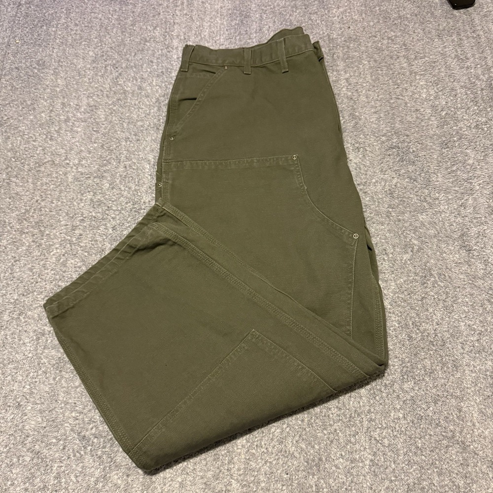 Vintage Carhartt B136 MOS Canvas Moss Green Double Knee Carpenter OG Pants GUC